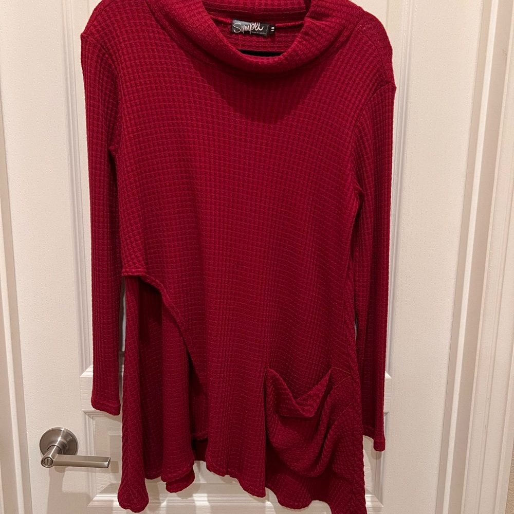 SYMPLI Cranberry Red Long Sleeve Tunic